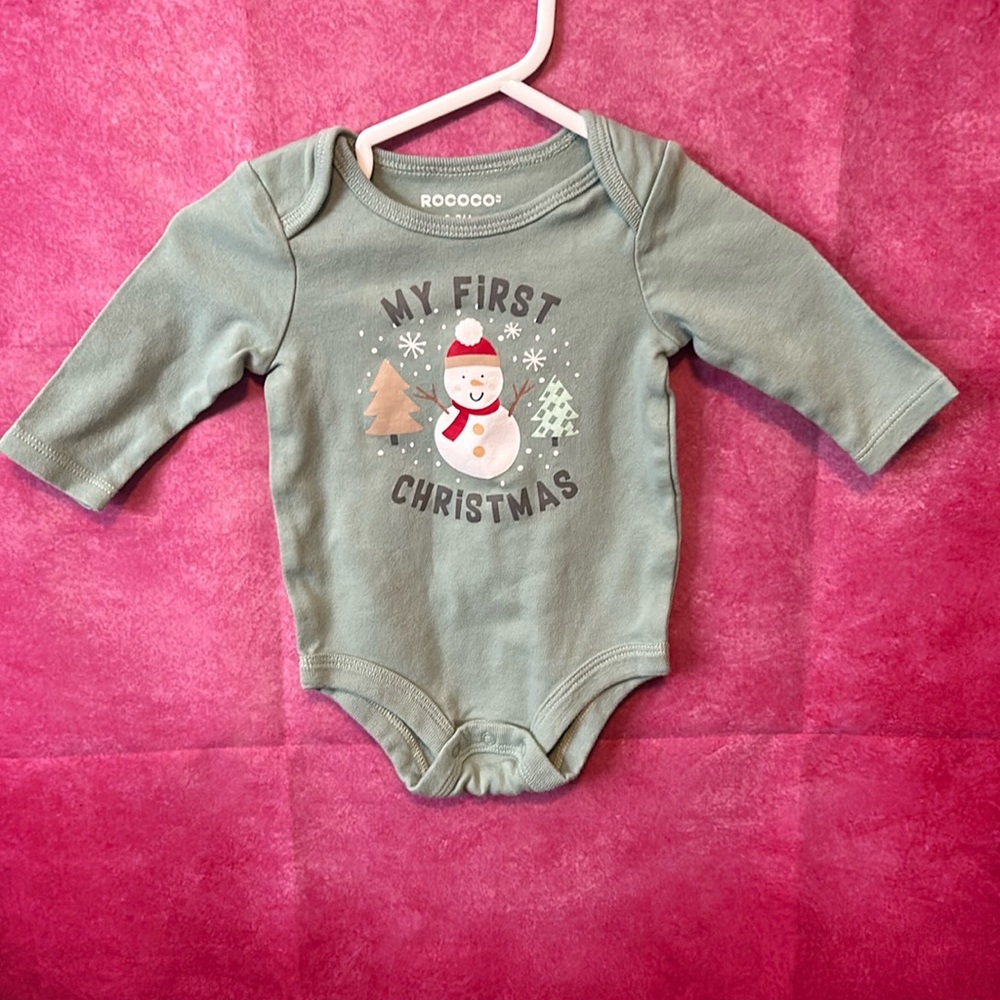 (3 for $15) 0-3 Month Baby First Christmas Onesie
